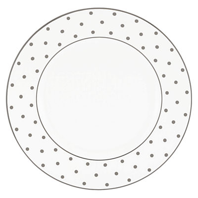 kate spade new york Larabee Road Platinum Bone China 27cm Dinner Plate, Silver/ White kate spade new york Larabee Road Platinum Bone China 27cm Dinner Plate, Silver/ White